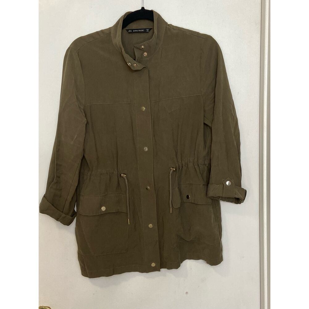 Zara Basics Light-Weight Military Green Cinch Waist Jacket, Size Medium